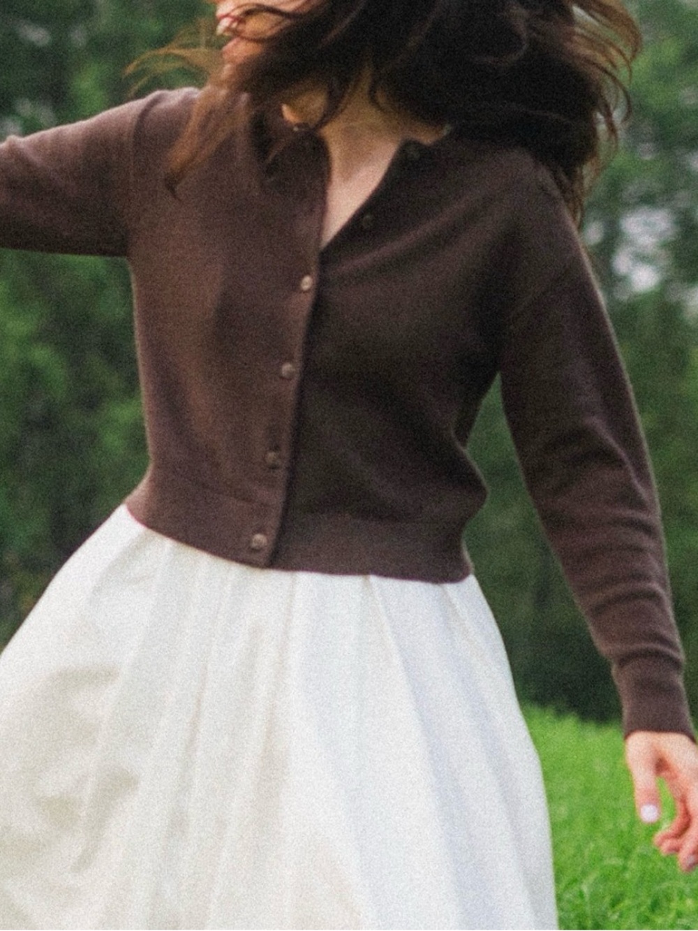 Dark Brown Merino Wool Button sweater
